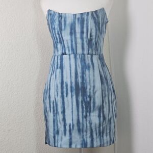 RNWY Shiloh Mini Corset Dress Sz 6(M)Blue/White Abstract Print